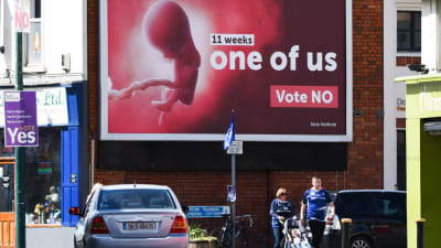 Skylt i Dublin inför Irlands folkomröstning om abort
