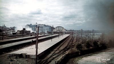 Ratapihaa ja aseman raunioita. Viipuri 30.8.1941.