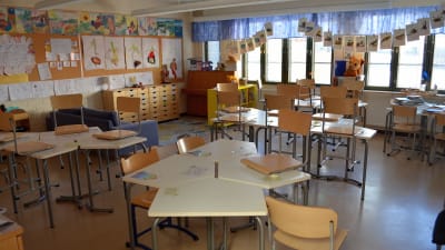 Klassrum i Boxby skola i Sibbo