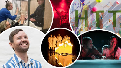 Collage med bilder från det finlandssvenska teaterdecenniet.