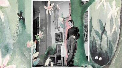 Collage med Tove Jansson och bokens pärm.