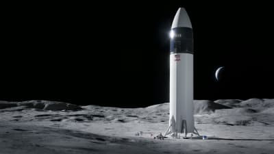 En illustration över rymdfarkosten som ska landa på månen 2024. Farkosten är en del av Nasas projekt Artemis.