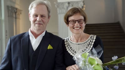 Göran Djupsund och Marit Berndtson på Svenska folkskolans vänners prisutdelning.