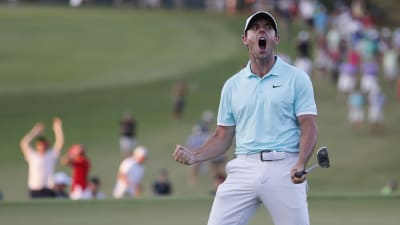 Rory McIlroy firar efter segern på Tour Championship.