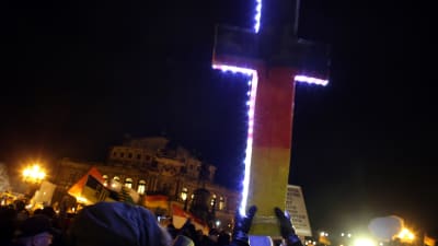 Pegida-demonstration mot invandring i Dresden 22 december 2014