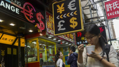 Valutaväxlingskontor i Hong Kong.