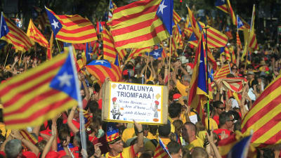 Demonstration för katalansk självständighet i Barcelona.