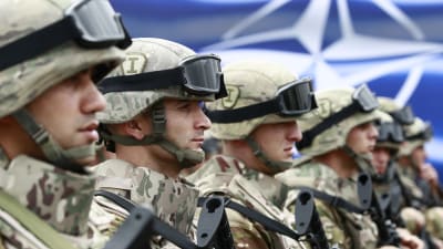 Georgiska soldater vid en öppningsceremoni av en gemensam övning med Nato i augusti 2015.