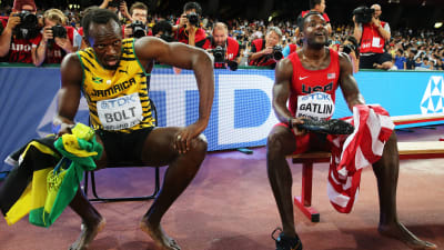 Usain Bolt och Justin Gatlin, VM i Peking 2015.