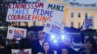 Demonstration i Washington i mars i protest mot direktivet om inreseförbud för personer från en del muslimska länder.