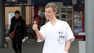 Sjukskötaren Jatta Kokkonen vid Universitetssjukhuset i Tromsö.