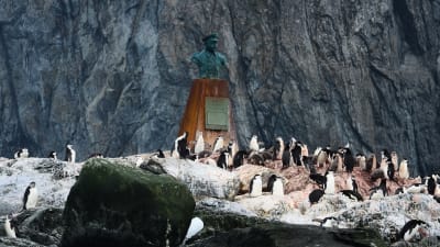 Monument till Luis Pardo, kaptenen på skeppet Yelcho som räddade de strandade besättningsmännen Elefantön