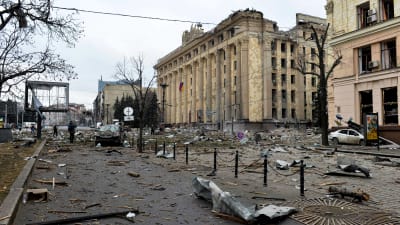 Centrum av Charkiv efter attacken.
