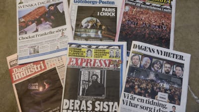 Svenska dagstidningar uppmärksammar Charlie Hebdo