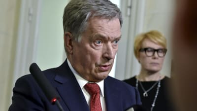 President Niinistö under presskonferensen den 26.3.2018. 