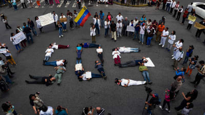 Protest mot förhållandena i Venezuela 2.8.2018.