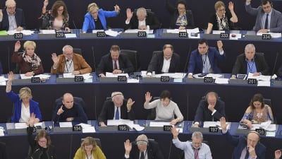 Europaparlamentet röstar i Strasbourg i Frankrike den 28 november 2019.