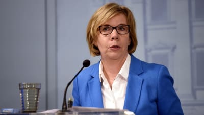Anna-Maja Henriksson talar i en mikrofon. 