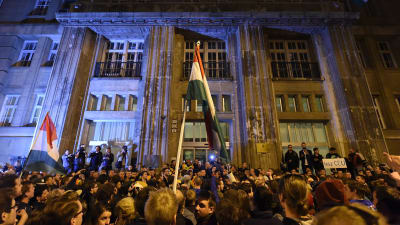 Demonstranter i Budapest 9.4.2017