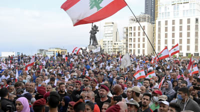 Protester mot regeringen i Libanon