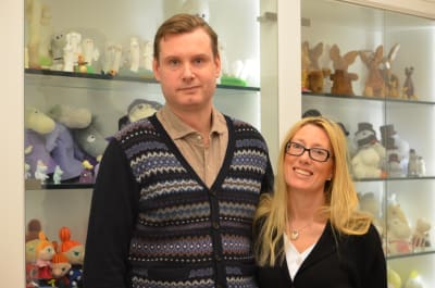 Roleff Kråkström, VD , och Sophia Jansson, konstnärlig ledare på Moomin Characters förbereder sig för jubileumsår