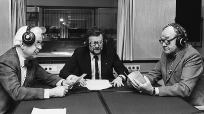 Harry Krogerus, Björn Federley och Göran Bergman i Naturväktarstudion 1982