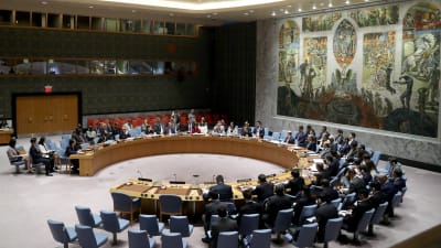 FN:s säkerhetsråd samlad för ett krismöte.
