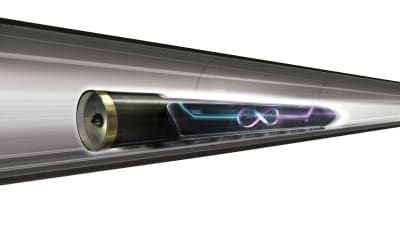 Hyperloop-tåg i tunnel.