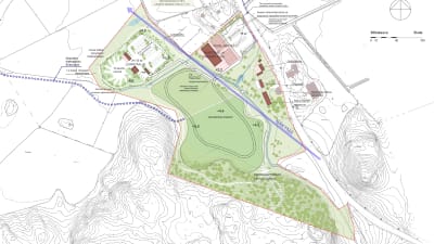 Illustration över hur Jontas idrottspark planerats.