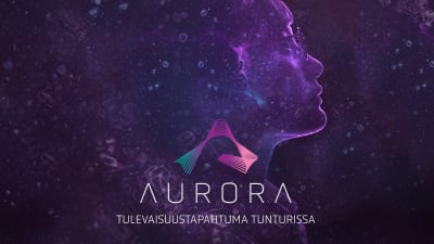 Aurora-tapahtuman graafinen kuva, jossa ihminen katsoo eteenpäin. Ei valokuva.