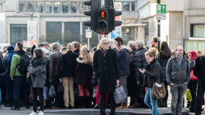 Folk i Bryssel den 22 mars 2016.