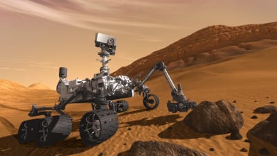 En skiss av Curiosity på Mars
