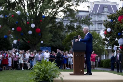 Joe Biden håller tal under självständighetsdagen i USA år 2021.