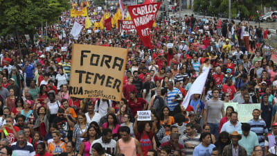 Demonstration mot Michel Temers regering i Sao Paulo 22.5.2016