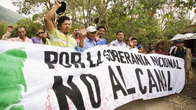 Protester mot kanalbygget i Nicaragua.