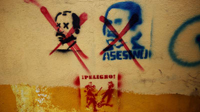 Graffiti mot president Ortega i Managua, Nicaragua