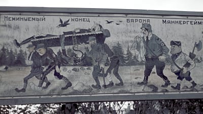 Neuvostoliittolainen propagandajuliste Viipurissa 30.8.1941.