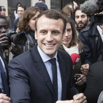 Franska politikern Emmanuel Macron under valkampanjen 2017