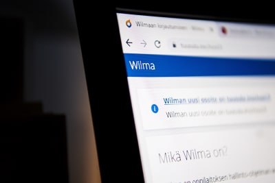 Wilma-järjestelmän etusivu tietokoneen ruudulla.