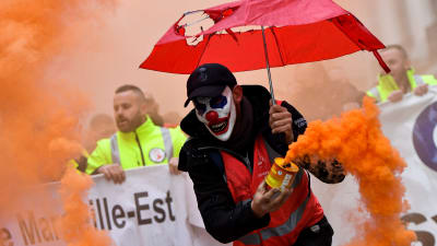 Demonstranter i Marseille 