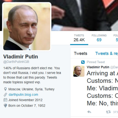 Twitter on jäädyttänyt muiden muassa Vladimir Putinia parodioivan tilin.