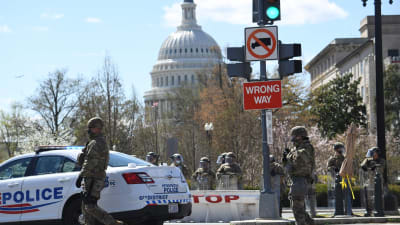 Avspärrning efter en attack mot poliser i Washington DC 2.4.2021
