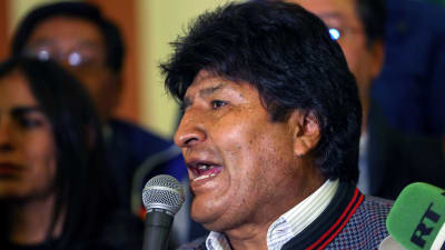 Bolivias president Evo Morales under en presskonferens i Palacio Quemado i La Paz 20.10.2019.