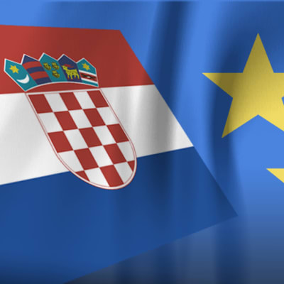 Kroatian lippu ja kaksi EU-tähteä