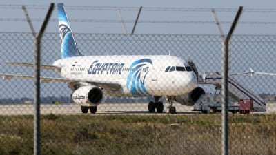 Det kapade planet på flygplatsen i Larnaca.