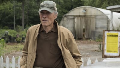Clint Eastwoods Earl framför sitt förfallna växthus.