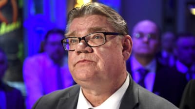 Partiordförande Timo Soini på Sannfinländarnas valvaka på Botta i Helsingfors.
