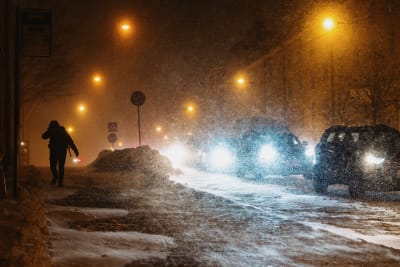 Vinterstorm i Vallgård i Helsingfors.