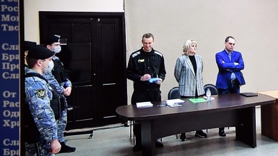 Navalnyj inför rysk domstol den 22 mars 2022.