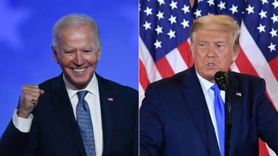 Ett collage på Joe Biden och Donald Trump.